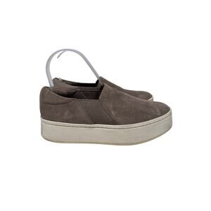 Vince Warren Platform Sneakers Womens 6 Taupe Tan Slip-On Comfort Suede